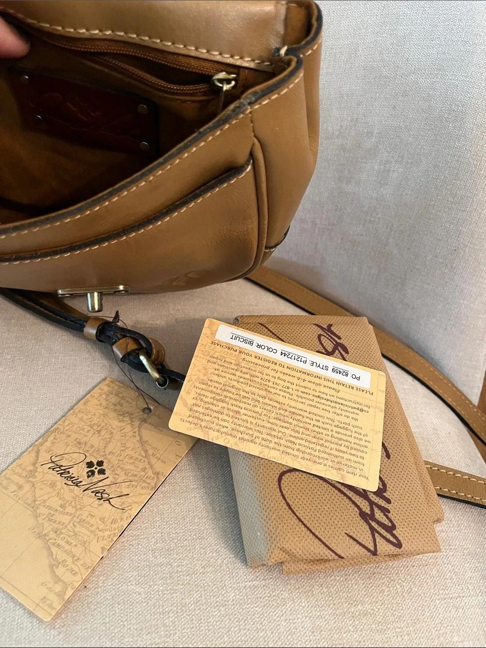Patricia Nash Tan Floral Tooled Leather Crossbody Bag